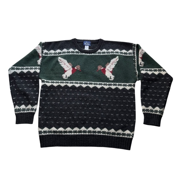 Woolrich Other - Vintage 90s Woolrich Sweater Mens Large Green Mallard Ducks 100% Wool Hunting